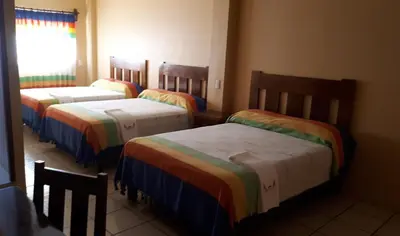 Cama o camas de una habitación en Hotel Alebrijes