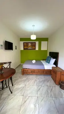 Una televisión o centro de entretenimiento en Hostal Mago