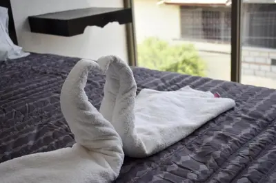 Cama o camas de una habitación en HOTEL LOS PINOS CENTRO