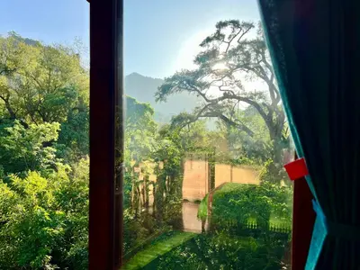 Jardín al aire libre en Santuario Ave Fénix-Cabañas