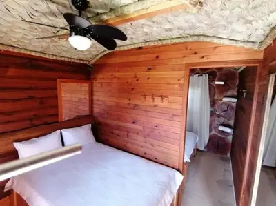 Cama o camas de una habitación en Cabañas la finca 2