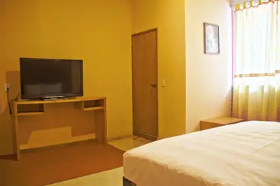 Una televisión o centro de entretenimiento en OYO Hotel Trigos De Oro,San Luis Teolocholco Park