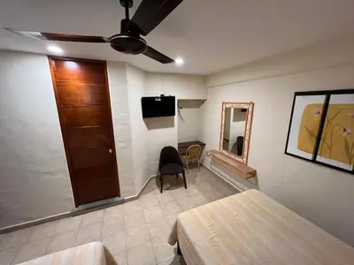 Una televisión o centro de entretenimiento en Hotel La Iguana