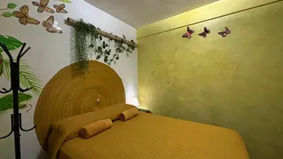 Cama o camas de una habitación en Casa los Arcos Oaxaca