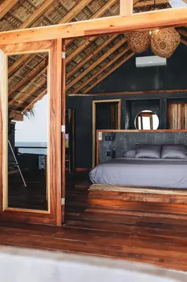 Cama o camas de una habitación en Naked Hotel Zipolite -Adults Only-