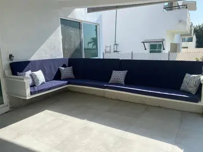 Zona de estar de Casa de las Palmeras Lomas de Cocoyoc