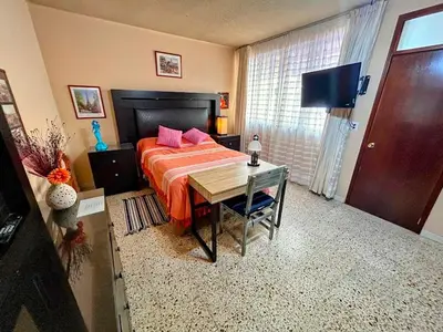 Una televisión o centro de entretenimiento en Casa de las Palmas Guest House