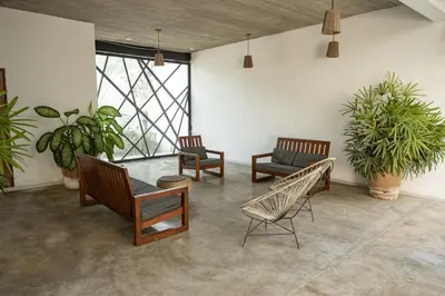 Zona de estar de Casa Diego Unique Ecological / Minimalist House & Inside Pool