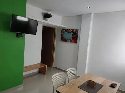 Una televisión o centro de entretenimiento en Verde Departamento 33 M2 Nuevo
