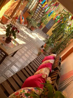 Zona de estar de Acogedora habitación privada en Jalatlaco