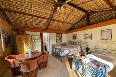 Cama o camas de una habitación en Jardín Quinta Las Fuentes Cabañas, Valsequillo. PUEBLA