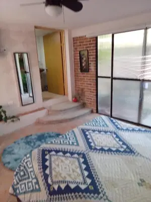 Cama o camas de una habitación en Jardín Quinta Las Fuentes Cabañas, Valsequillo. PUEBLA