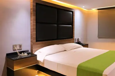 Cama o camas de una habitación en Auto-Hotel Playa Linda