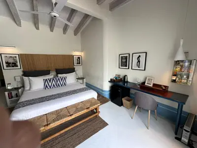 Cama o camas de una habitación en Hotel El Ciruelo, Tepoztlán