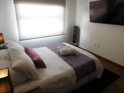 Cama o camas de una habitación en #1 Cozy depa Aeropuerto Estadio GNP -Foro Sol-