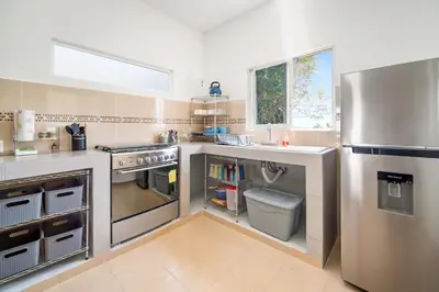 Una cocina o zona de cocina en 3BR Casa familiar con alberca y asador en Oaxtepec