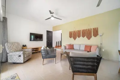 Zona de estar de 3BR Casa familiar con alberca y asador en Oaxtepec