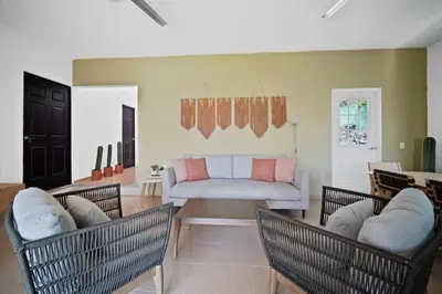 Zona de estar de 3BR Casa familiar con alberca y asador en Oaxtepec